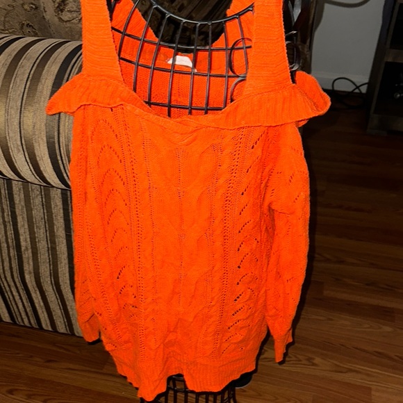 Orange Cable Knit Women's Sweater - Picture 1 of 5